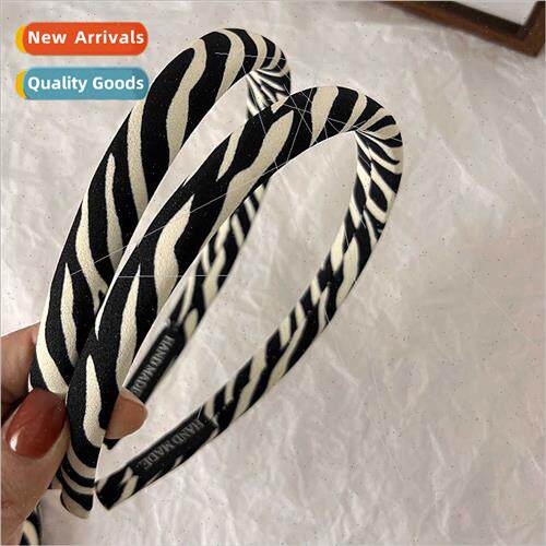 French Striped Fabric Vintage Hair Bands Sponge Crimp Narrow