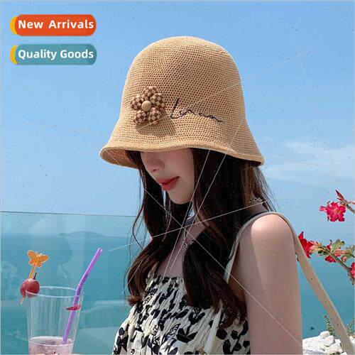 2023 Korean  hat female summer small fresh flowers fisherman