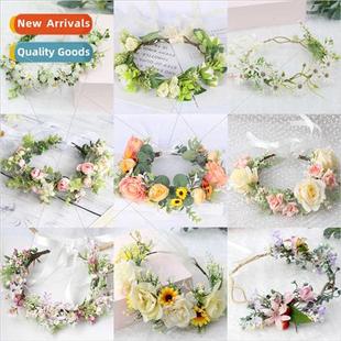 full stars eucalyptus mulation ring wreath head brida flower
