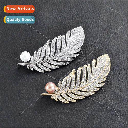 Japan Korea luxury brooch fashion elegant pearl feather pers