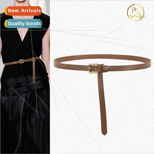 Thin belt female leather shirt simple hundred dresses sub-fa