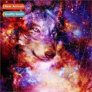 DIY starry round painting diamond full new wolf Diamond sky
