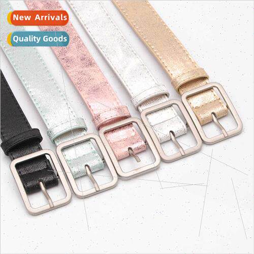 versatile women belt shiny pu alloy buckle belt jeans decora