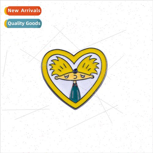 Jewelry Yellow Heart Hey Arnold Arnold Anime Cartoon Brooch