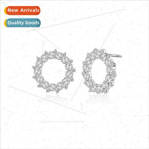 s925 silver inlaid zirconia earrings Koreageometric women ea