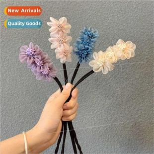 Marble head Korean coiffure lazy head jewelry organza flower