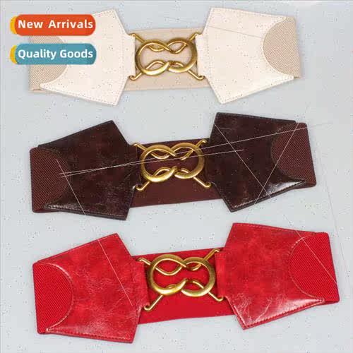 Women Buckle Decoration Coat Down Coat Waistband Horseshoe B