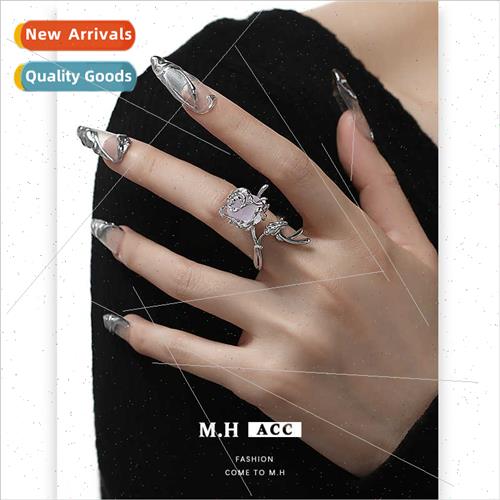 Rose shape ring imation ore resin niche sweet cool girl inde