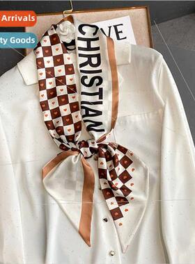 Korean retro plaid simple fashion long narrow spring fall si