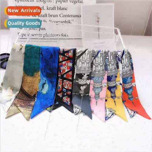 2020 new decorative long printed silk scarf ~ Korean  simple