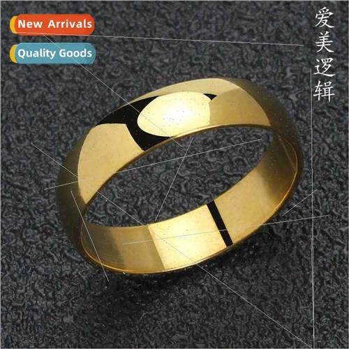 Stainless steel jewelry simple glossy gold ring ladies mirro