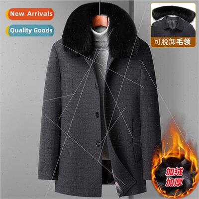 Middle-aged elderly tweed coat men father winter tweed jacke