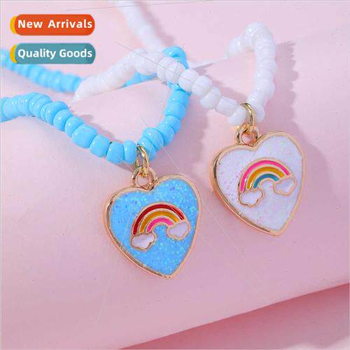 New BFF  Friends Rainbow Beaded Alloy Pendant Children Cute