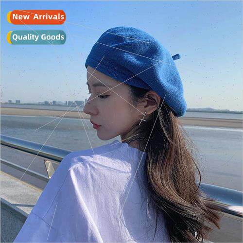 Spring summer thin Klein blue knted beret show face small la