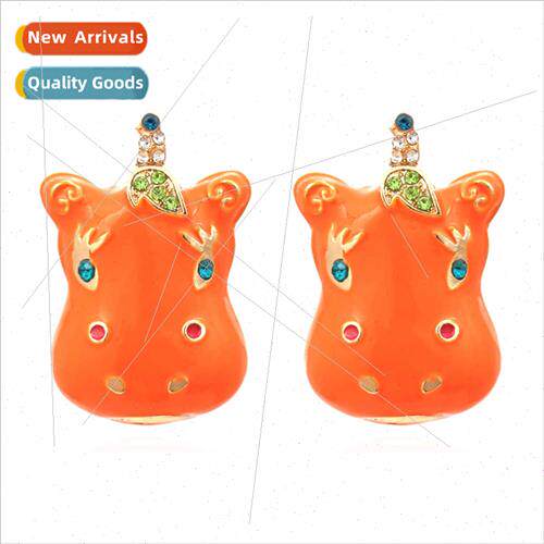 new simple cartoon cute pony earrings alloy smeared oil wh d