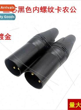 Gold plated black female threaded 3 pole cartridge microphon