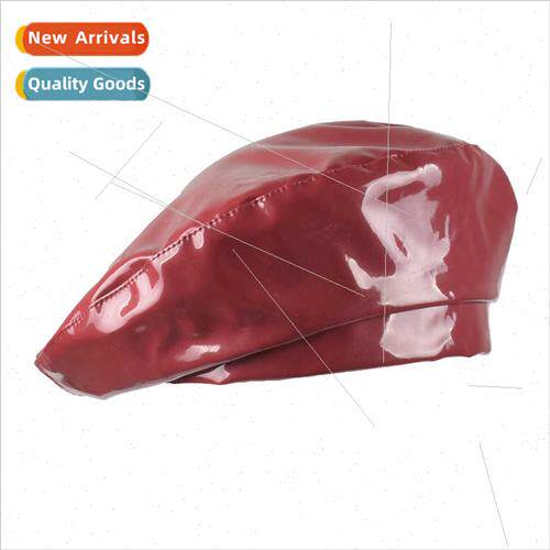 Vintage modern patent leather beret set modeling sense cap m