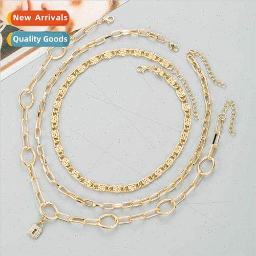 ins Europe hip hop love lock women multi-layer lock pendant