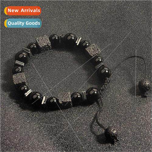 New personalized fashion retro square volcanic stone string