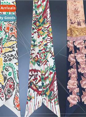 Vintage French small silk scarf women spring versatile thin