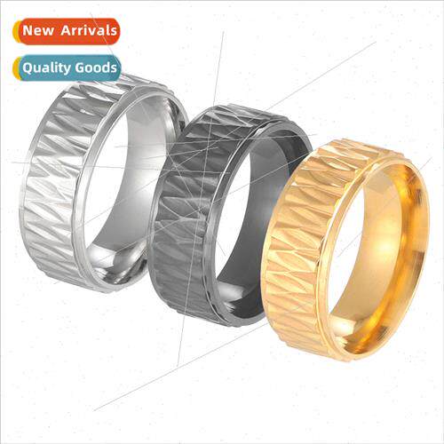 New tanium steel diamond  flower stainless steel ring men pe