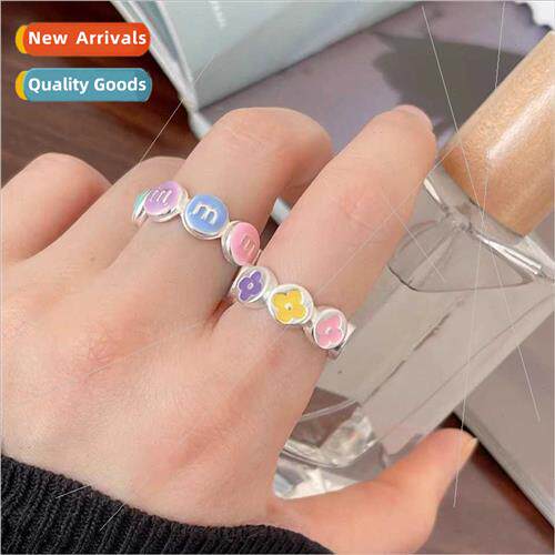 Candy color letters open ring simple niche finger ring hjewe