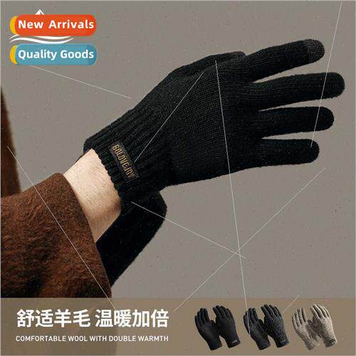 Autumn winter knted wool gloves men women warm outdoor cycli