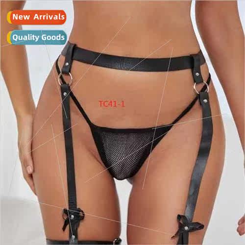 New Bow Leather Leg Straps Leather Waistband Leg Straps