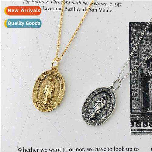 s925 silver jewelry Europe niche vintage plaque coin religio