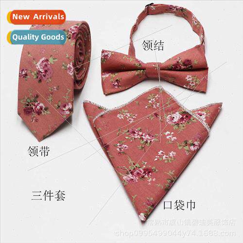 Vintage Men Tie Pocket Scarf Bow Tie 3 Piece Jacquard Busine