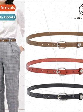 New oval pin buckle belt women leather fashion simple commut