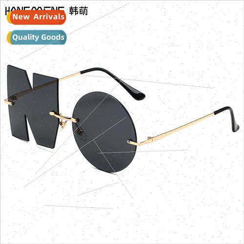 Europe Fashion Letter NO Irregular Sunglasses Rimless Glasse