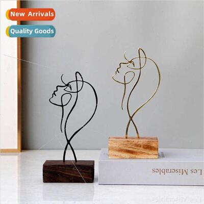 Modern mple Abstract Metal Iron Art Ornament Character Head