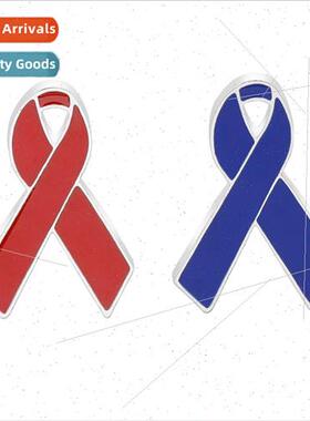 Europe Red Blue Ribbon Badge Pin World AIDS Day Ocean Conser