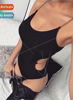 Sexy Bodysus Rompers Women Spaghetti Strap Jumpsu Hole C