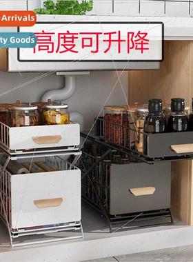 Installation-free kchen under sink spice rack multifunctiona