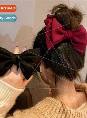 New Year red satin bow large intestinal ring female retro te