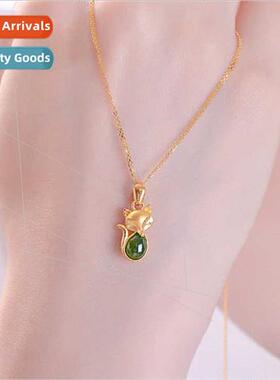 Vietnam sgold chrysoprase fox necklace适用girls gold plated