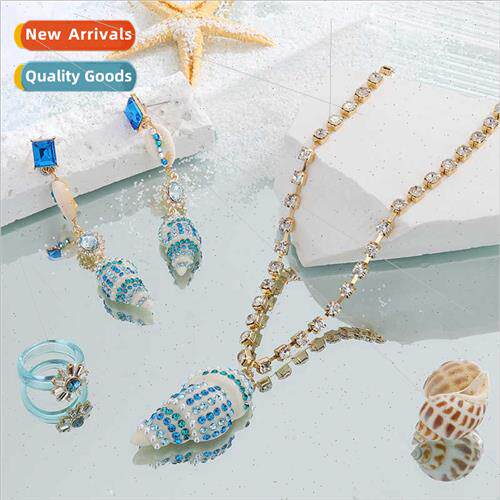C?te dAzur Resin Conch wh Diamonds Necklace Women Europe Su