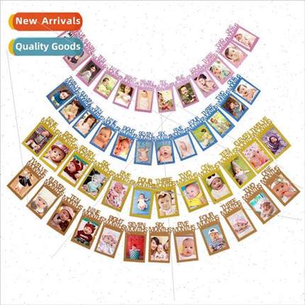 Birthday photo frame pull flag baby birthday photo hanging f