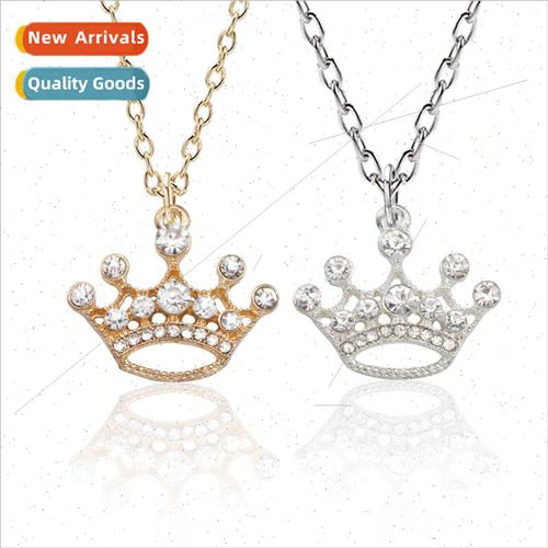 Korea alloy hollow inlaid full diamonds crown necklace ladie