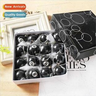 eight large billiards creative key keychain Black
