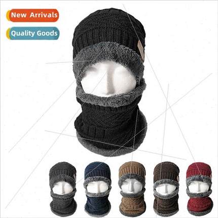Hat men fall winter wool knted pullover hat padded thickened