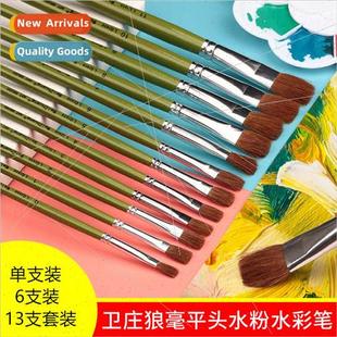 Head Flat Wolf Hair Pain Gouache Art Brushes