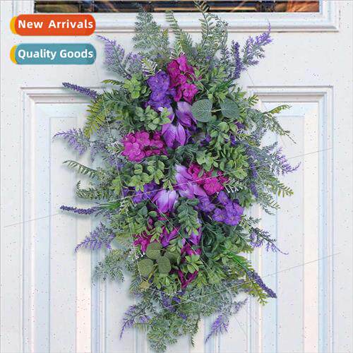 Spring purple tulip wreath tulip lilac hyacinth hydrangea co