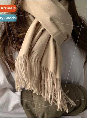 Cashmere wool feel scarf female solid color tassel long warm