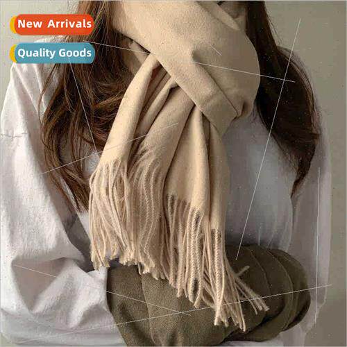 Cashmere wool feel scarf female solid color tassel long warm