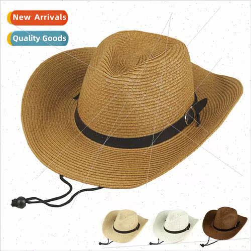 Men western cowboy hat foldable women parent-child straw hat