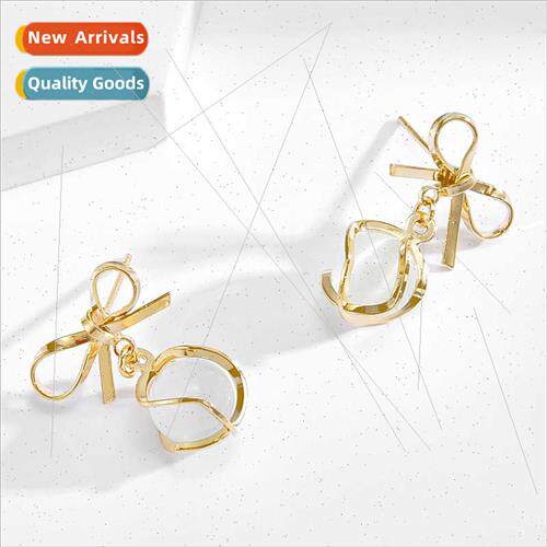 New bow elegant luxury ins hundred wh earrings S925 silver n