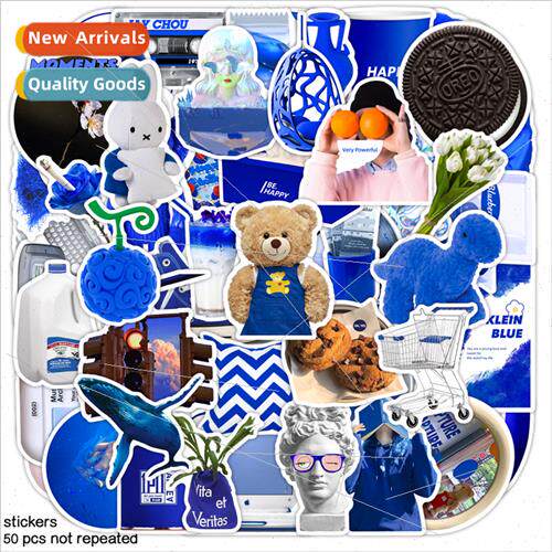50 blue weather doodle stickers klein blue art ins  creative